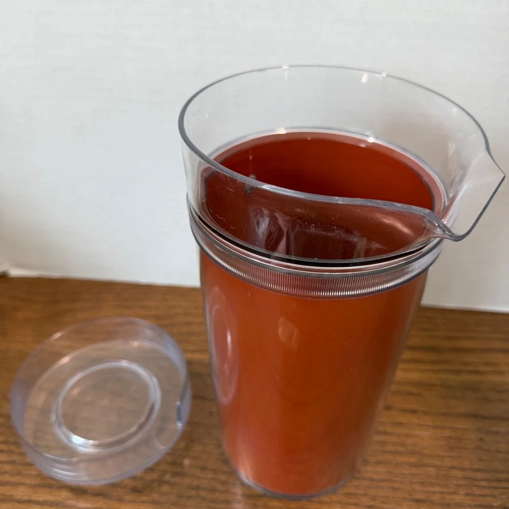 Vintage St Tropez Thermal Pitcher Carafe Burnt Orange Acrylic Ice Lip Made USA‎